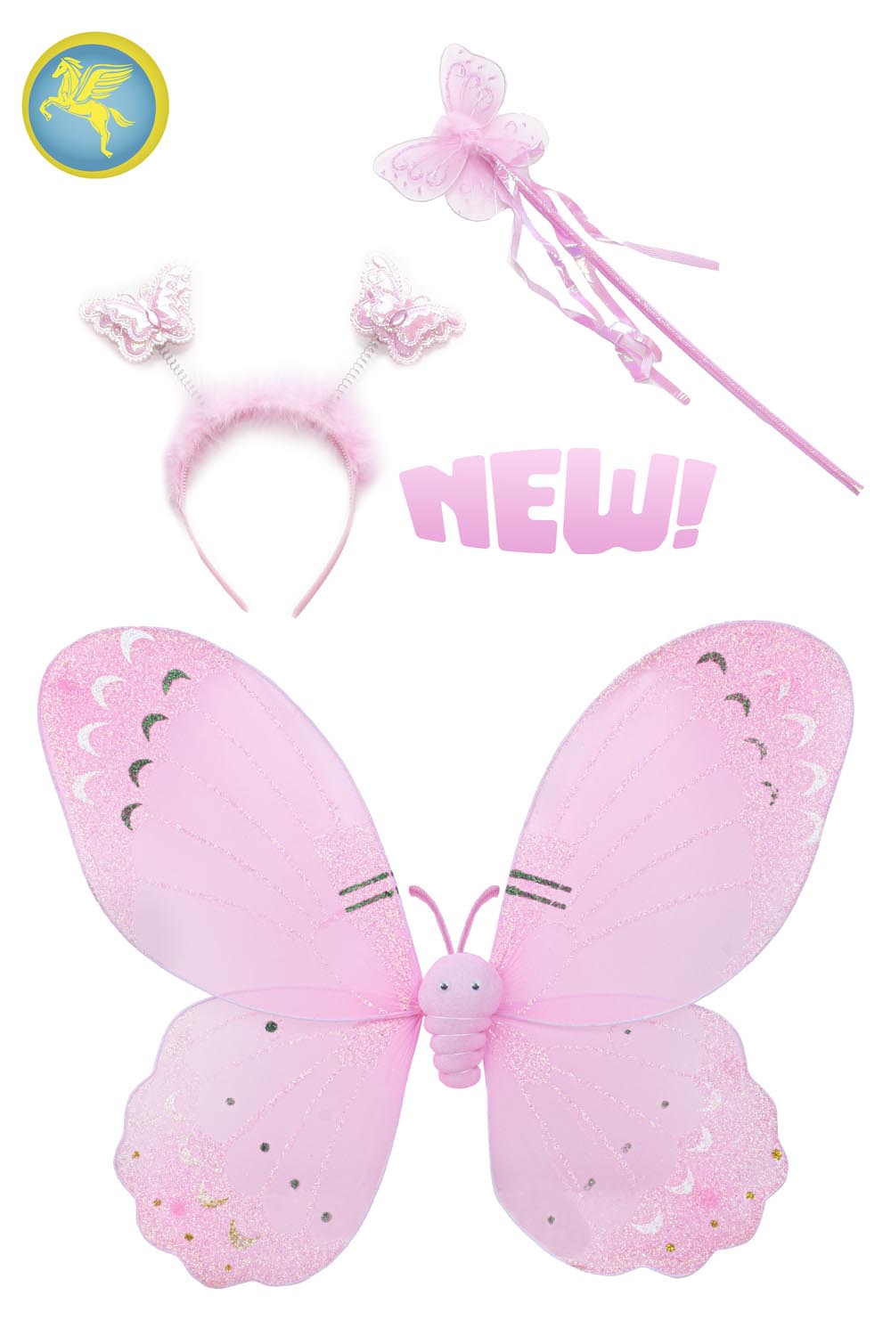 SET FARFALLA ROSA 3 ELEMENTI